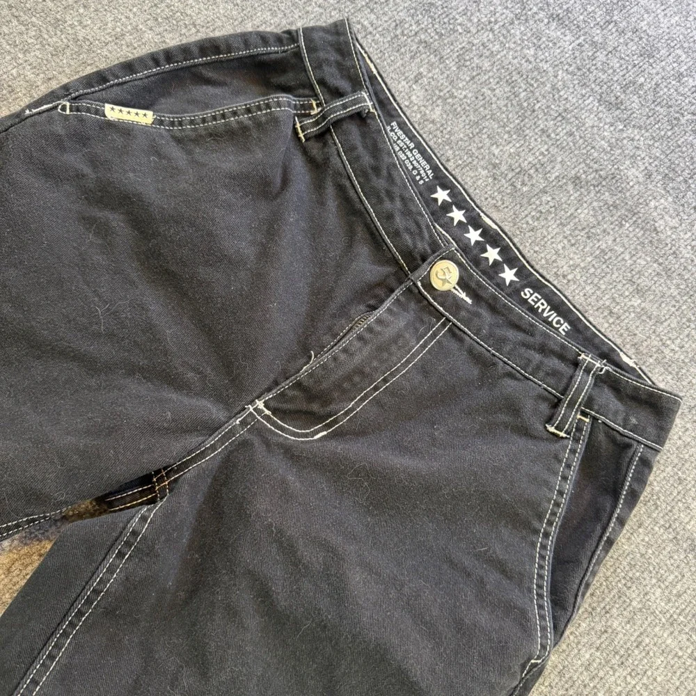 Five Star General Jerry Leigh Mens Black Denim Shorts Contrast Stitch Raw Hem 30